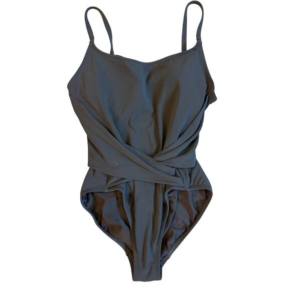 Robin Picone Womens Ruched Brown One Piece Swimsuit Bodysuit Size 6 EUC - Picture 1 of 6